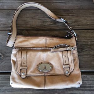 fossil light brown leather purse